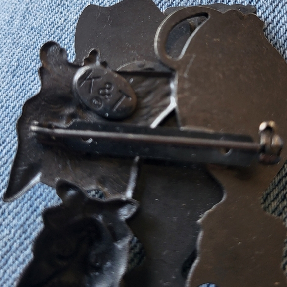 Two Vintage Cat Brooches Silver & Gold Tone K & Y - Picture 6 of 8